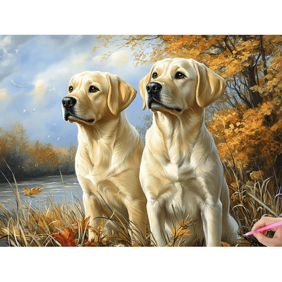 5D Yellow Labrador Diamond Art 12x16 Inch Full Drill Diamond Painting Kits for Adults & Beginners - DIY Art Crafts for Relaxation and Home Wall Decor