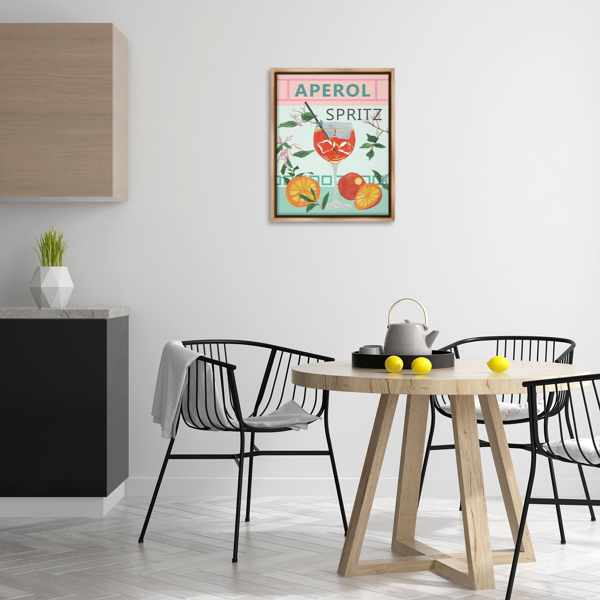 Stupell Industries Aperol Tropical Cocktail Food & Beverage Painting Brown Floater Framed Canvas Art Print Wall Art, 17 x 21