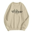 thumbnail image 4 of Arlun Made to Worship Sweatshirts Womens Christian Psalm Bible Verse Printed Graphic Pullover Tops Relaxed Fit Soft Comfortable Religious Faith Hoodless Sweatshirts Gifts Beige XL, 4 of 4