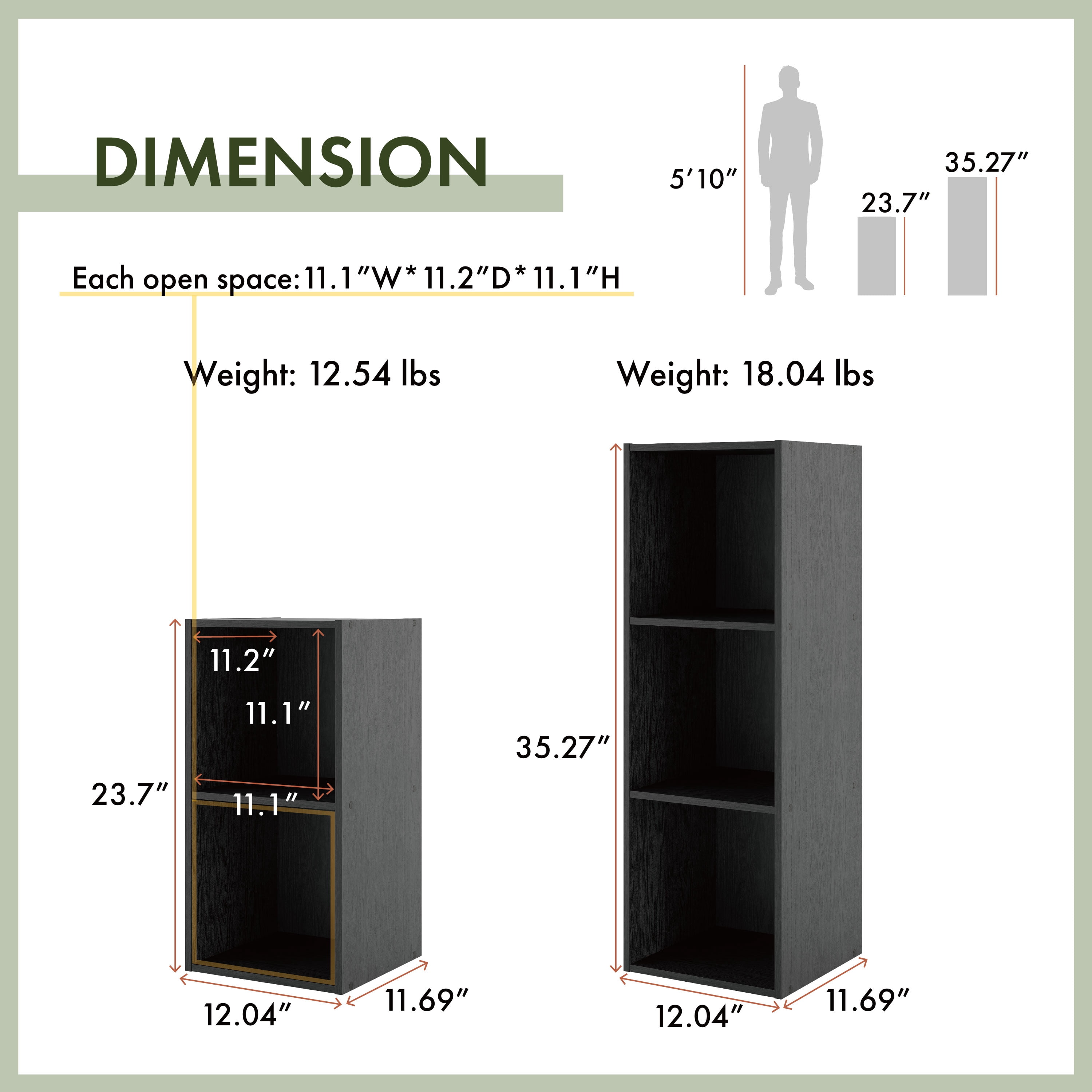 Furniture of America Seni Stackable Wood 3-Cube Bookcase in Black