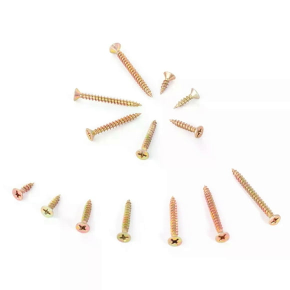 20PCS Flat Phillips Head Self Tapping Colored Zinc Iron Wood Screws Drywall Screw Carpentry screw for Wooden Furniture Connetor