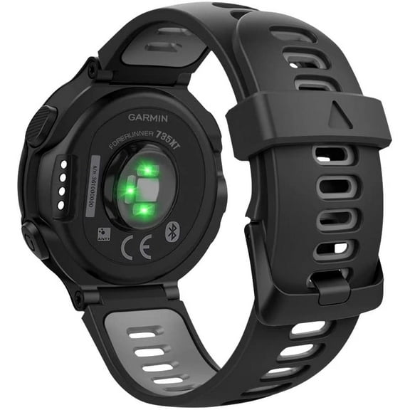 Tianle Soft Silicone Watch Band Compatible with Garmin Forerunner 735XT/220/230/235/235 Lite/620/630/Approach S20/S6/S5,Adjustable Replacement Sport Strap - Black & Gray