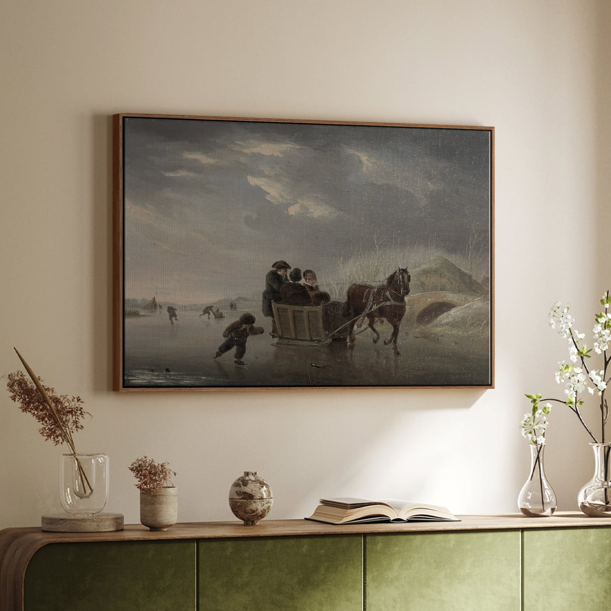 Vintage Animal Print-XXV By Wexford Home Framed in Walnut Wood Gallery Wrapped Canvas 25 in. x 37 in.