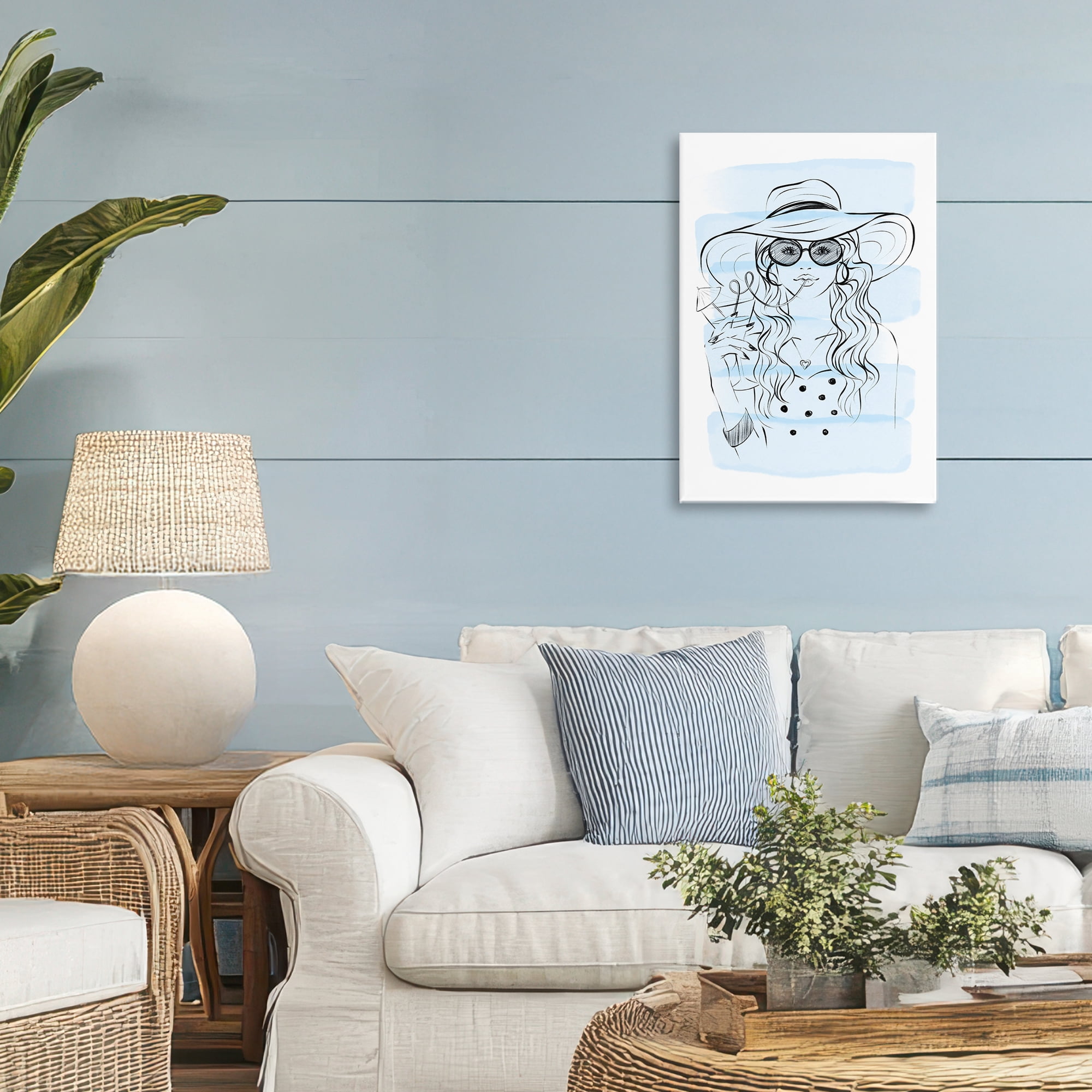 Stupell Industries Sipping Drink Girl in Sun Hat Canvas Wall Art, design by Martina Pavlova
