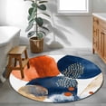 thumbnail image 3 of Round Rugs 3Ft, Navy Blue Burnt Orange Round Area Rug Washable Indoor Throw Carpet, Abstract Geometric Vintage Small Non Slip Circle Rug for Bedroom Living Room Home Decor Aesthetic, 3 of 8