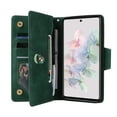 thumbnail image 4 of Allytech Google Pixel 7 Wallet Case with Zipper Pocket, Luxury PU Leather Flip Cover with Card Slots & Wrist Strap, Shockproof Kickstand Magnetic Buckle Protective Case for Women Men, Green, 4 of 15