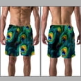 thumbnail image 3 of luoweisi Men's Beach Shorts Quick Dry Swim Trunks with Mesh Lining Peacock Feather L, 3 of 5
