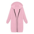 thumbnail image 4 of Long Hoodies For Women Zip Up Oversized Double Zipper Lined Fall Outfits Jackets Oversized Hooded Sweatshirts With Pockets Pink S, 4 of 6