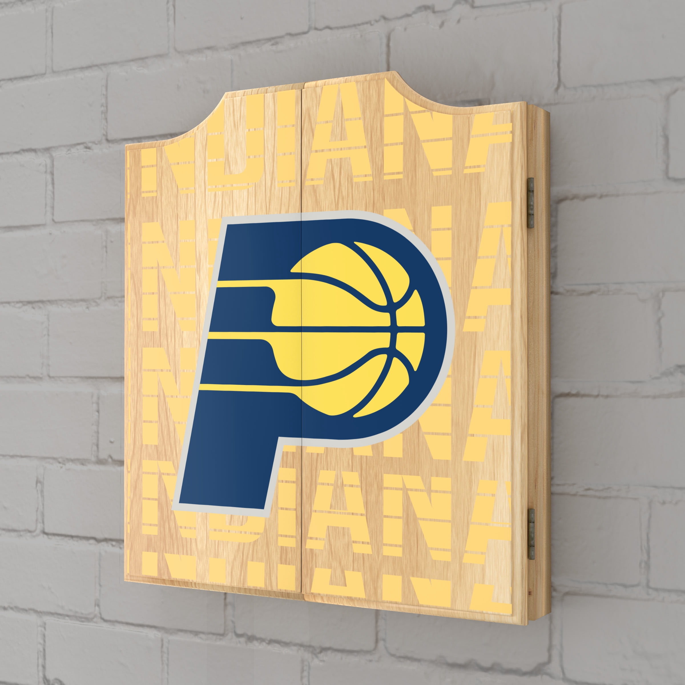 Indiana Pacers City Dart Board Cabinet Set with 6 Steel Tip Darts