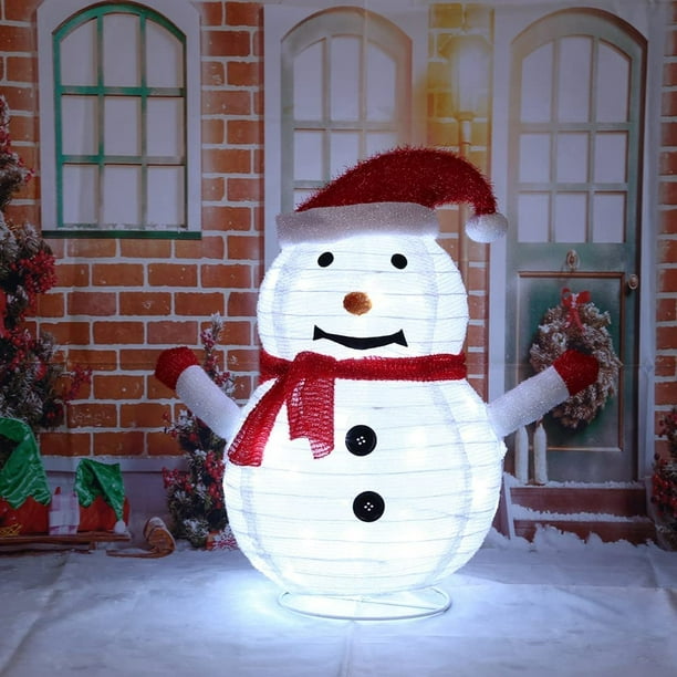 Teissuly Lumière Décoration De Noël Éclairage De Noël Extérieur Chiffres  D'extérieur, Père Noël Bonhomme De Neige LED Avec 40 LED Pliable