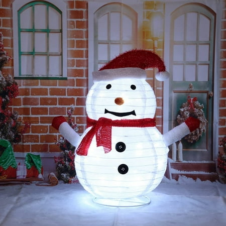 

absuyy Decorative Lamp on Clearance- Light Christmas Decoration Outdoor Christmas Lighting Outdoor Figures Santa Claus Snowman LED with 40 LEDs Foldable