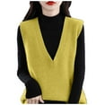 thumbnail image 2 of JIANJIA Sweaters For Women Solid Color V Neck Sleeveless Vest Knitwear Trendy Autumn Winter Pullover Daily-Wear, 2 of 5
