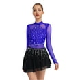 thumbnail image 3 of Zaldita Womens Lyrcial Dance Dress Rhinestone Long Sleeve Chiffon Modern Figure Skating Bodysuit Royal Blue L, 3 of 7