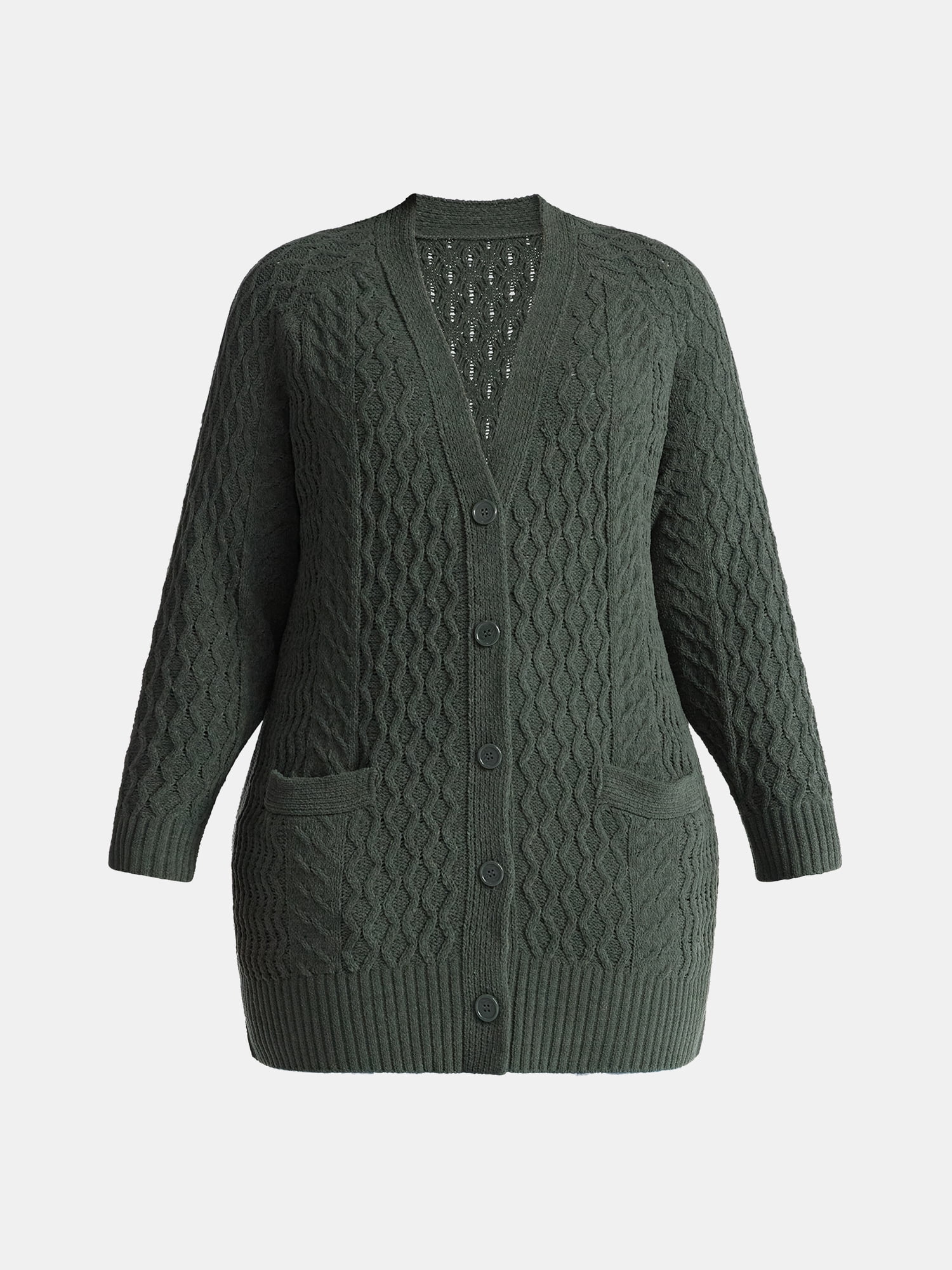 Terra & Sky Women’s Plus Chenille Boyfriend Cardigan Sweater, Midweight, Sizes 0X-4X