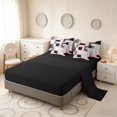thumbnail image 4 of Manfei Glitter Plaid Print Full Size Bedding Sets, Bling Geometric Full Size Bed in a Bag, Pink Black and Silver, Black Reversible 7-Piece, 4 of 6