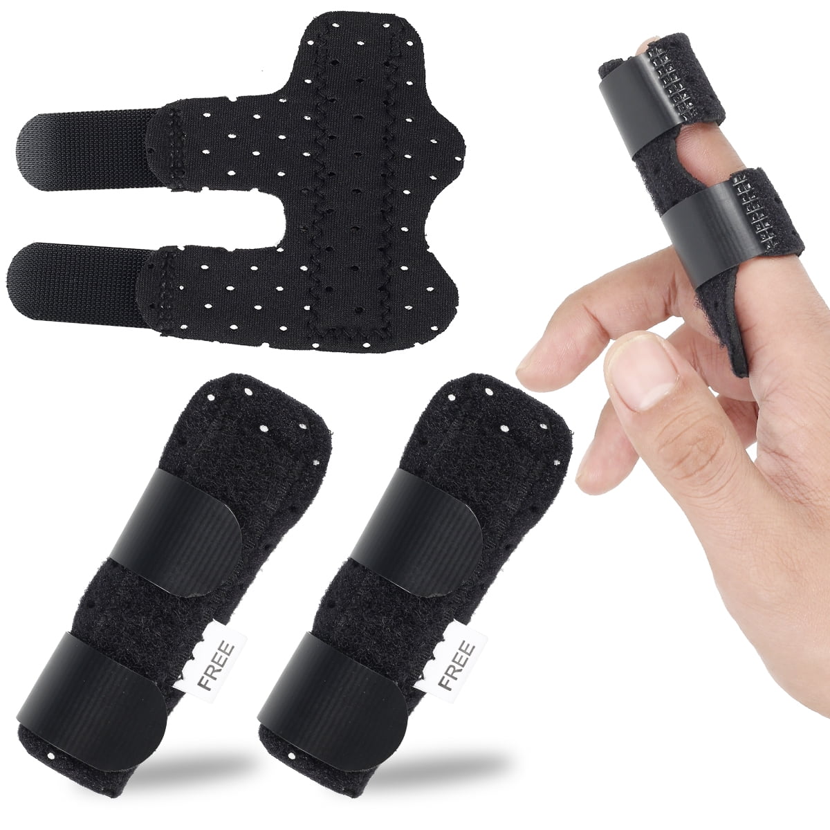 Hands DIY 2pcs Trigger Finger Splints Mallet Finger Brace with Adjustable Fixing Belt Finger Straightener for Straightening Broken Finger Arthritis Pain Relief Fits Index Middle Ring Finger