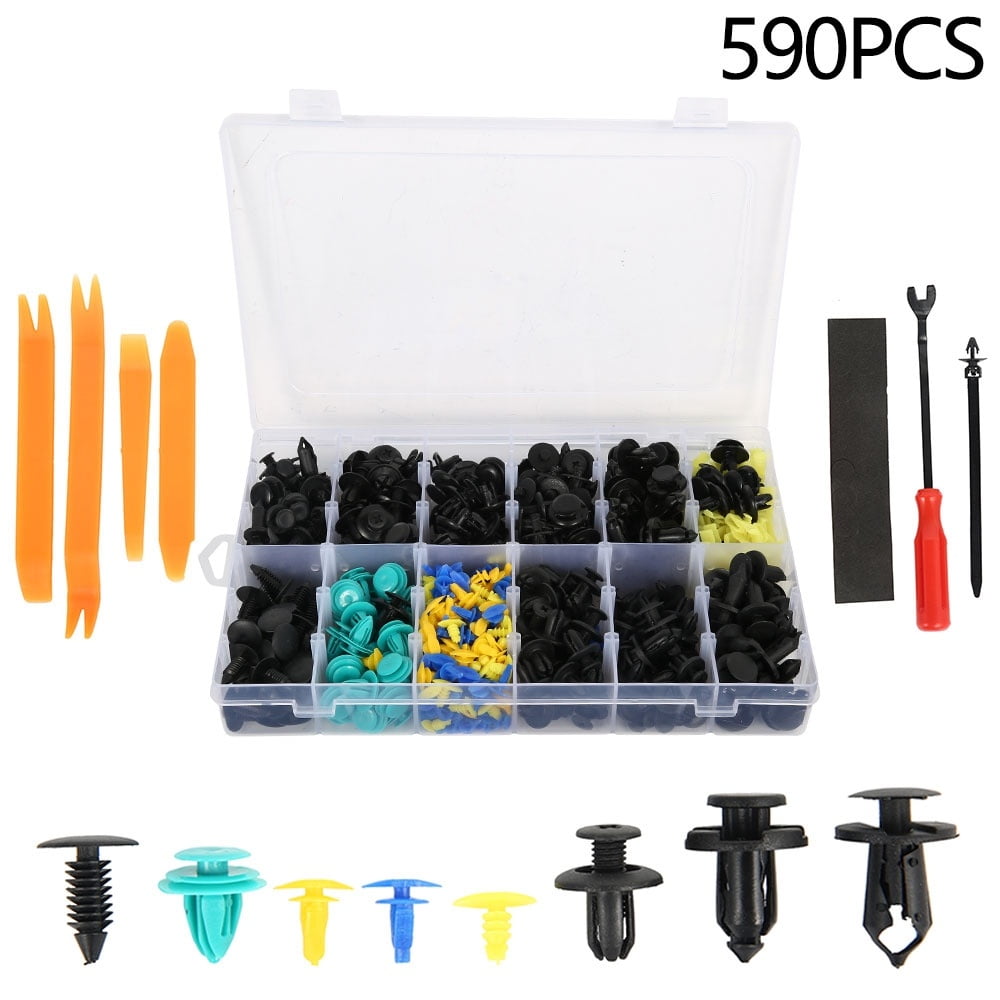 HOTBEST 590Pcs Car Plastic Push Pins Automotive Fastener Rivet Set