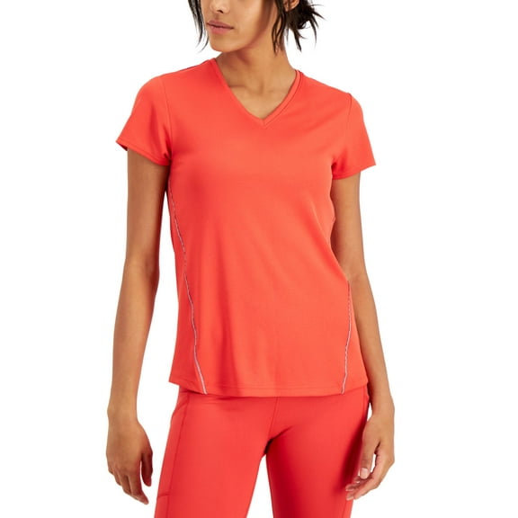 Ideology Womens Active Reflective V-Neck T-Shirt,Island Sunset,Medium