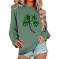 thumbnail image 2 of AuroraX Crew Neck Long Sleeve Tops for Women,Green Graphic Long Sleeve Oversized Sweatshirt for Women Holiday St.Patrick's Day Shamrock Cotton Pullover, 2 of 6