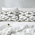 thumbnail image 4 of Dinosaur Print Bed Sheet Set Black and White Dino Alphabet Bedding Sheet Jungle Animal Wildlife Decor Fitted Sheet Ultra Soft Decor Comforter Cover Full Size, 4 of 5