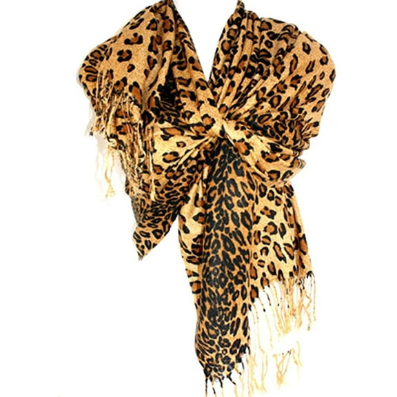 Silver Fever Pashmina-Leopard Animal Print Shawl- Stylish Soft Scarf Wrap