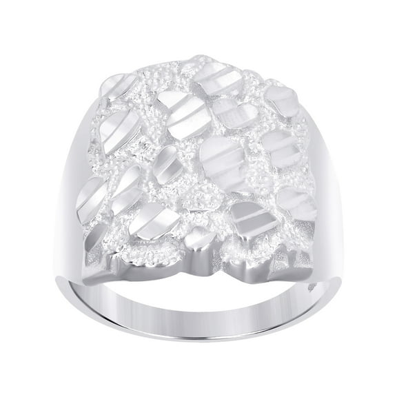 925 Sterling Silver Mens Sparkle-Cut Nugget Fashion Ring Size 12 20x1.5mm Wide Ring for Men