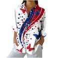 thumbnail image 3 of Xdegoge Long Sleeve Shirts for Women 4Th of July Shirts Patriotic Usa T Shirt Loose Fit American Flag Shirt Button Up Trendy Collared Blouses Summer Tunic Tops Cancel Order Saved Items, 3 of 4