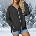 thumbnail image 2 of Haivin Womens Hoodies Casual Long Sleeve Zip Pullover Tops Oversized Hooded Sweatshirts with Pocket, 2 of 5
