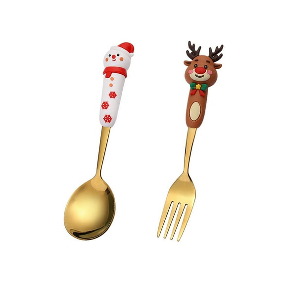 Yhmxh Christmas Spoon Christmas Dessert Spoon Fork Stainless Steel Tableware Set Cute Doll With Hand Gift Outdoor Christmas Decorations Christmas Party Supplies Christmas Gifts for Kids Women Men