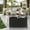 Black, variant on Yiweny Outdoor Rolling Wicker Bar Cart, Large Portable Outdoor Wicker Bar Table with Cabinet Storage and Glass Countertop, Patio Wicker Serving Bar Cart for Pool, Party, Backyard, Beige