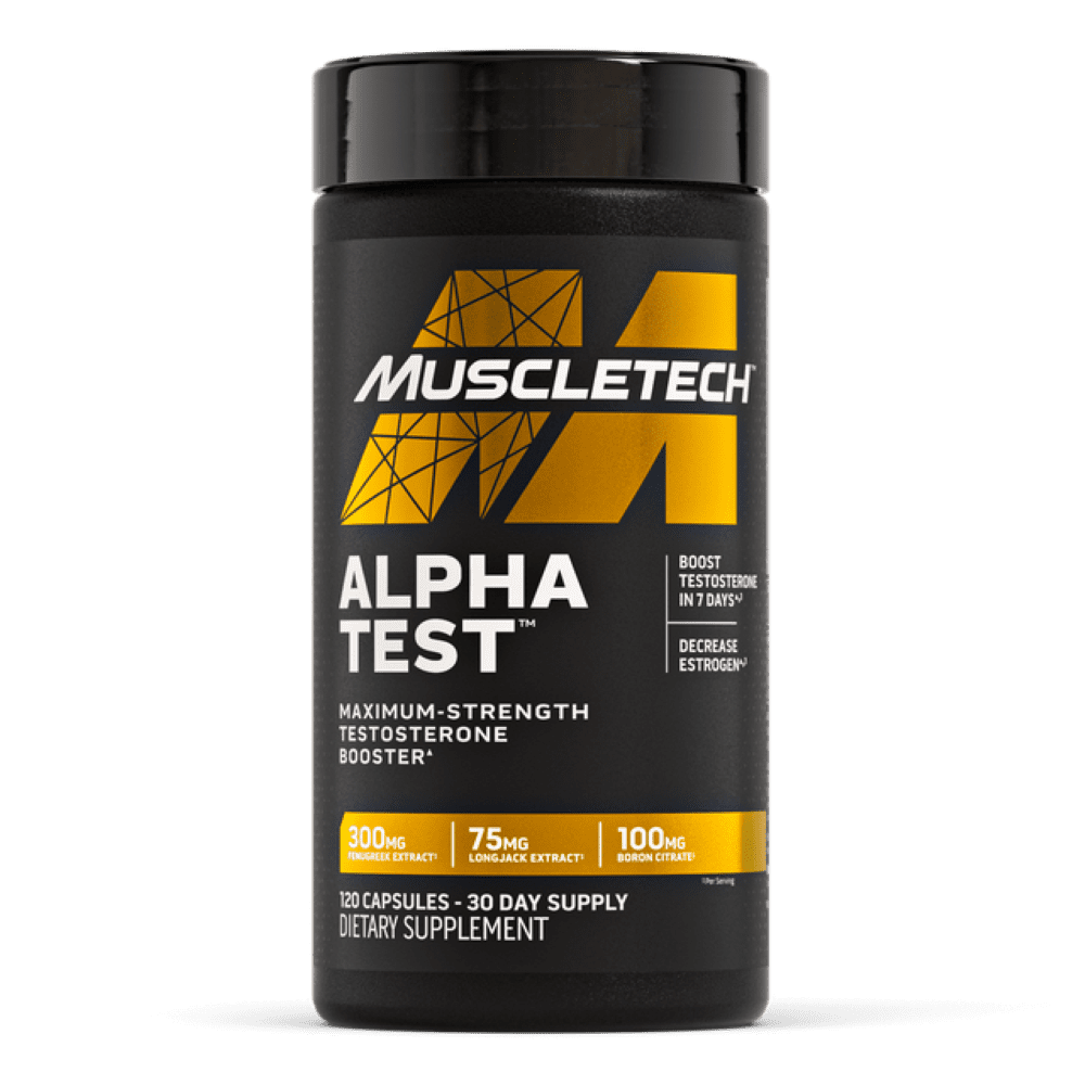 MuscleTech Men's AlphaTest Maximum Strength Testosterone Booster for Muscle Growth, Unflavored, 120 Count