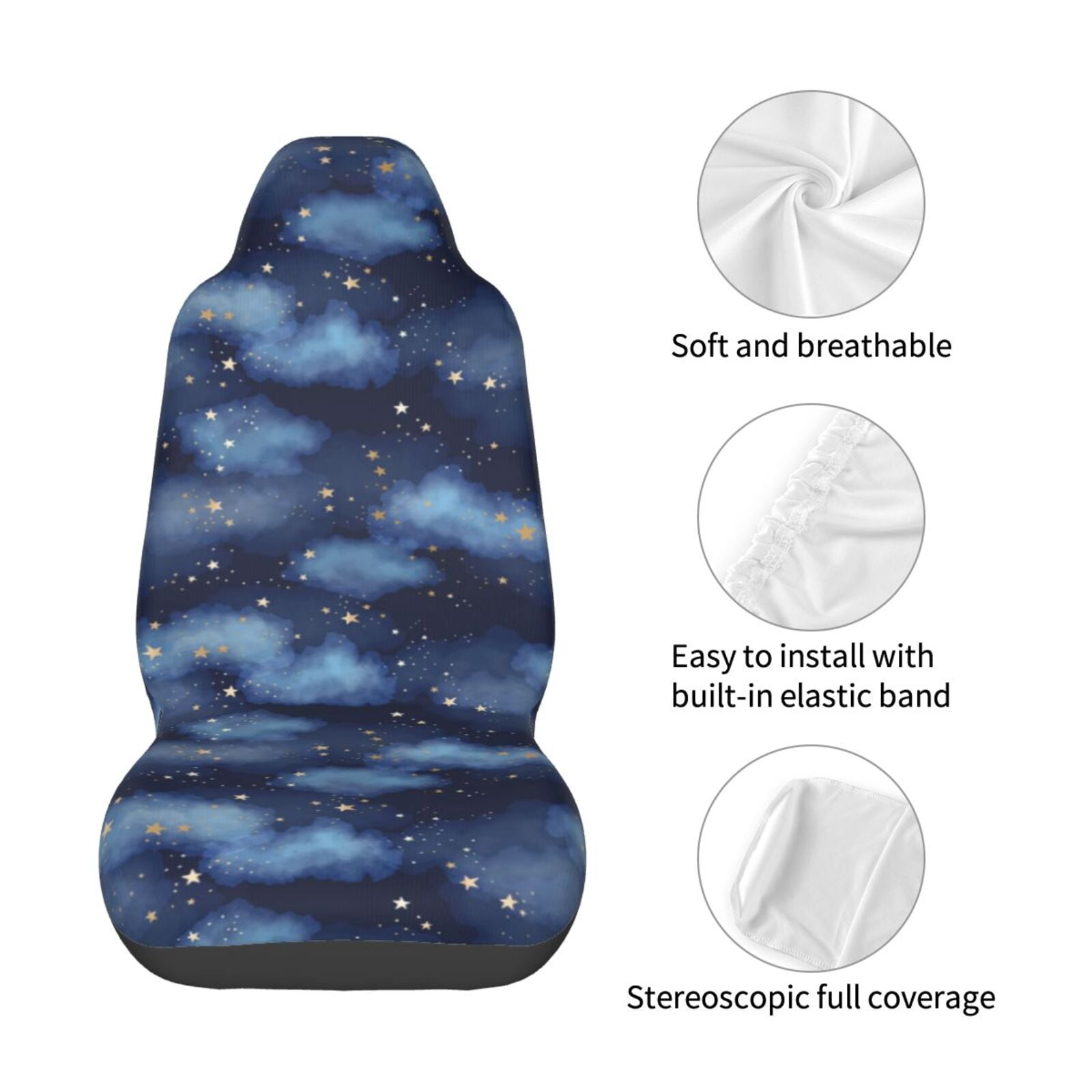 Naloa Starry Sky Car Seat Covers Universal Front Seat Coves for Car Accessories ,Padded Car Covers for Automotive, SUV, Truck, and Van