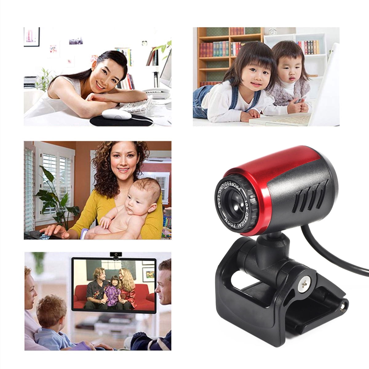 SHELLTON 1080P Webcam with Ring Light and Privacy Cover, Auto-Focus, Plug and Play, Web Camera for Online Learning, Zoom Meeting Skype Teams, PC Mac Laptop