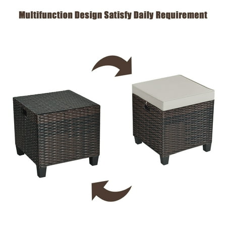 Gymax 4pcs Rattan Ottoman Outdoor Patio Furniture Cushioned Footstool Footrest Walmart Canada