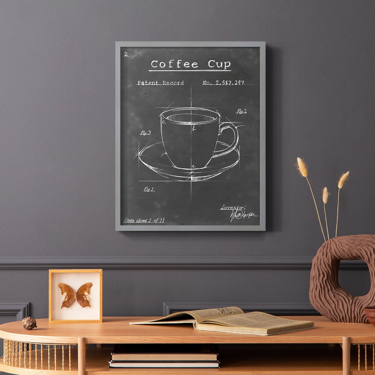 Morning Routine II Framed Print in Gray Solid Wood Framed Print No Nail Hanging