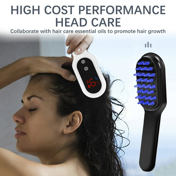 Fiudx Peine de Masaje Eléctrico, Masajeador de Cuero Cabelludo, Plancha de Pelo, Peine de Fototerapia, Estimulador Del Crecimiento Del Cabello, Antiestrés, Recargable Por Usb, Herramienta para El Cui