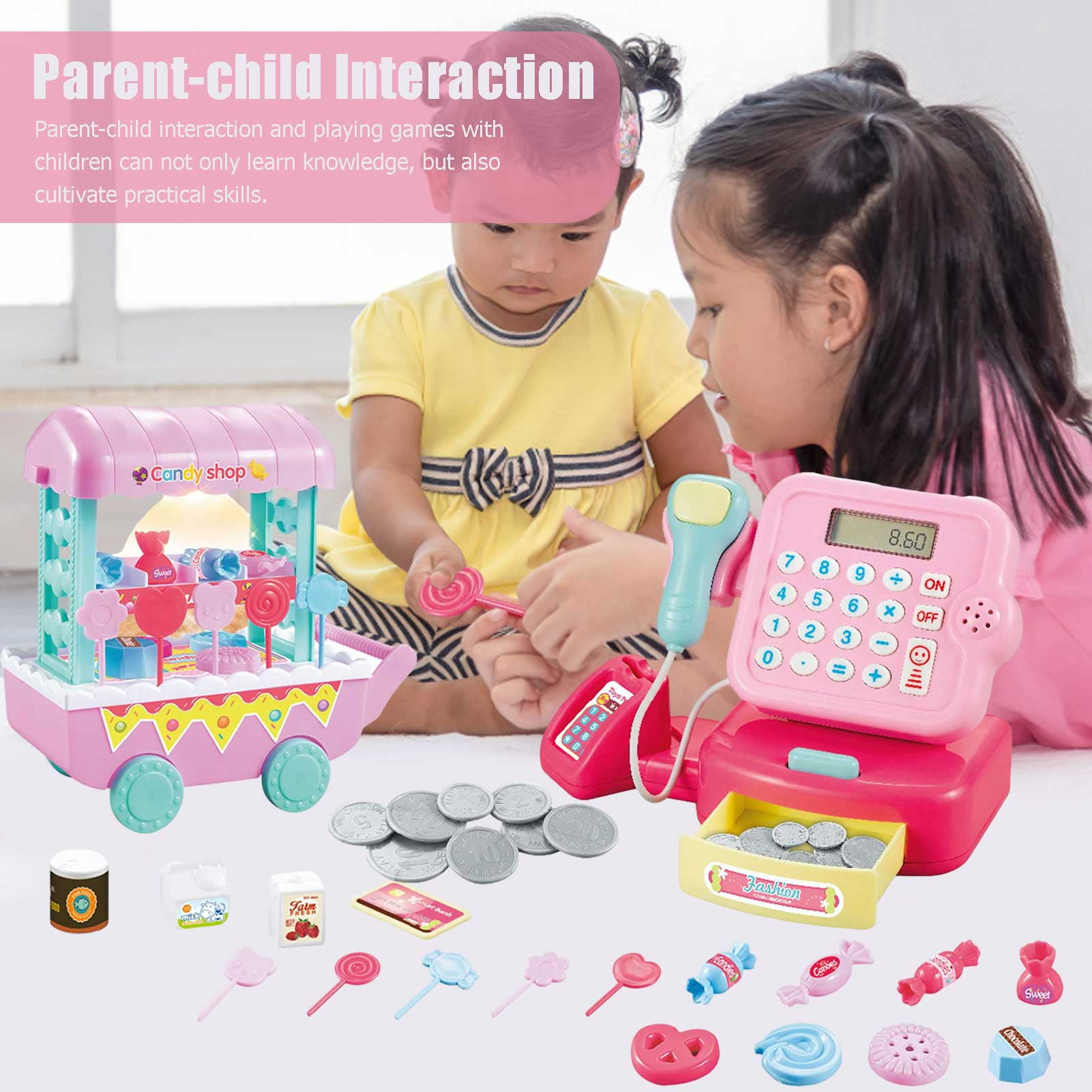 Supermarket Till Kids Cash Register Toy Gift Set Child Shop Role Play Learn Tool 