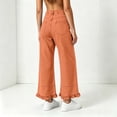 thumbnail image 4 of Axiiglly Wide Leg Jeans for Women Trendy Ruffled Hem Button Zipper High Waisted Straight Leg Baggy Jeans Casual Loose Denim Pants with Pockets S-3XL, 4 of 8