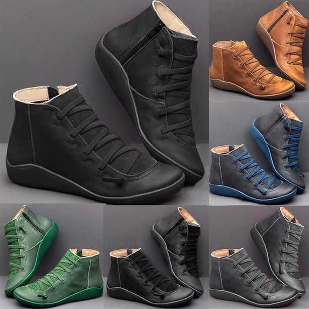 Fiudx Zapatos Planos Informales de Cuero con Cordones para Mujer, Calzado Moderno con Cremallera Lateral, Zapatos Ligeros y Cómodos, Estilo Primavera-Verano, Ropa Informal para Uso Diario, Ropa de Fi