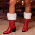 thumbnail image 7 of Christmas Santa Claus Boots Men's Wide Calf Santa Combat Boots with White Plush Foot Bells Buckle Strap for Halloween Christmas, 7 of 7