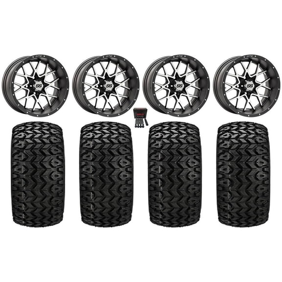 GTW Vortex 2 12" Golf Cart Wheels Gray 23" Sierra Sport Tires E-Z-GO & Club Car