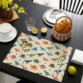 thumbnail image 3 of Beige Colorful Dinosaurs Pattern Summer Placemats Table Placemats Set Of 6-Linen Kitchen Washable Placemats Table Mats 11.8"x17.7" Non-Slip Heat Resistant, 3 of 5