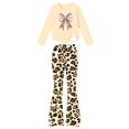 thumbnail image 6 of Cethrio Girls Graphic Outfit Sets, Spring Fall 2 Piece Long Sleeve Casual Girls' Clothing Sets Beige Size 11-12 T, 6 of 7