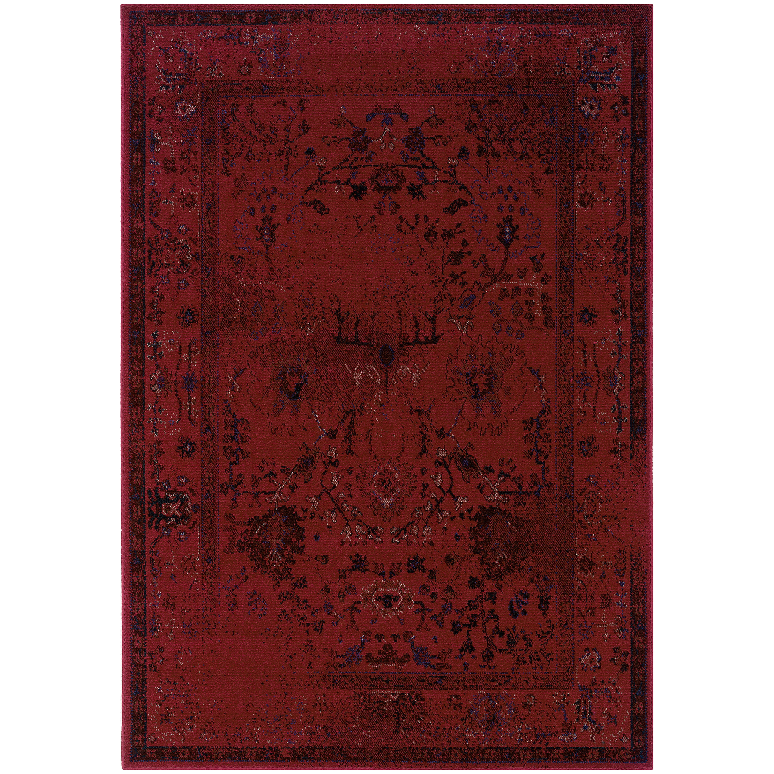 Style Haven Over Dyed Distressed Traditional Red Grey Area Rug 1 10x3 3 10 X