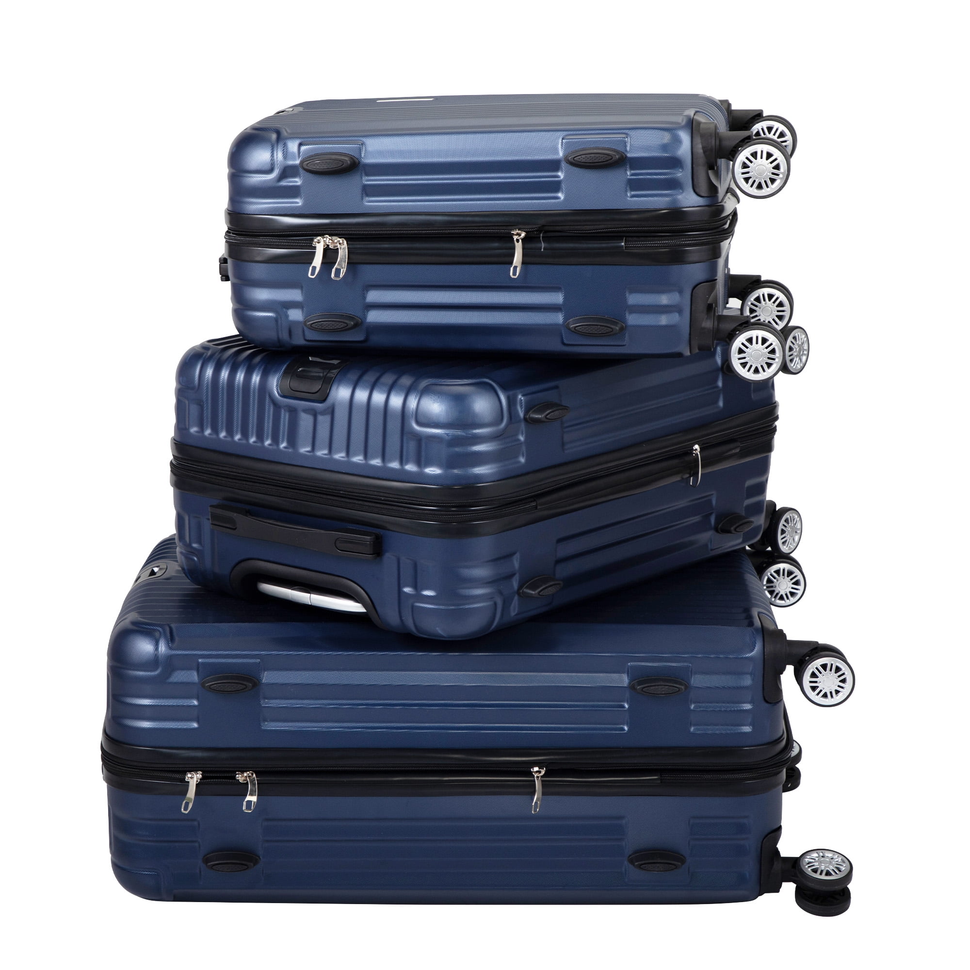 Kepooman Expandable Suitcase, Vertical Striped Suitcase, 3-piece Set, Blue Kepooman Expandable Suitcase, Vertical Striped Suitcase, 3-piece Set, Blue