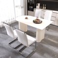 thumbnail image 2 of 5-Piece Dining Table Set with 4 Armless Dining Chairs, 63" Kitchen Table & Chairs Set for 4-6, Dining Room Table with MDF Board, Perfect for Small Space, Easy Clean, Cream White, 2 of 9