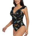thumbnail image 3 of Yiaed Space Rocket Print Women's Ruffled One Piece Swimsuit V Neck Swimwear Slimming Monokini for Woman-X-Large, 3 of 8