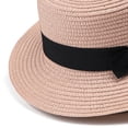 thumbnail image 4 of Women's Straw Boater Sun Hats, Flat Top Wide Brim Sun Hat with Black Bow Ribbon, Foldable Beach Hat for Daily Outdoor, 4 of 5
