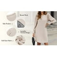 thumbnail image 3 of TEMOFON Women Sweater Dress Puff Long Sleeve Dress for Fall Winter Women Knit Sweater Round Neck Casual Tunic Dress with Pockets, 3 of 8