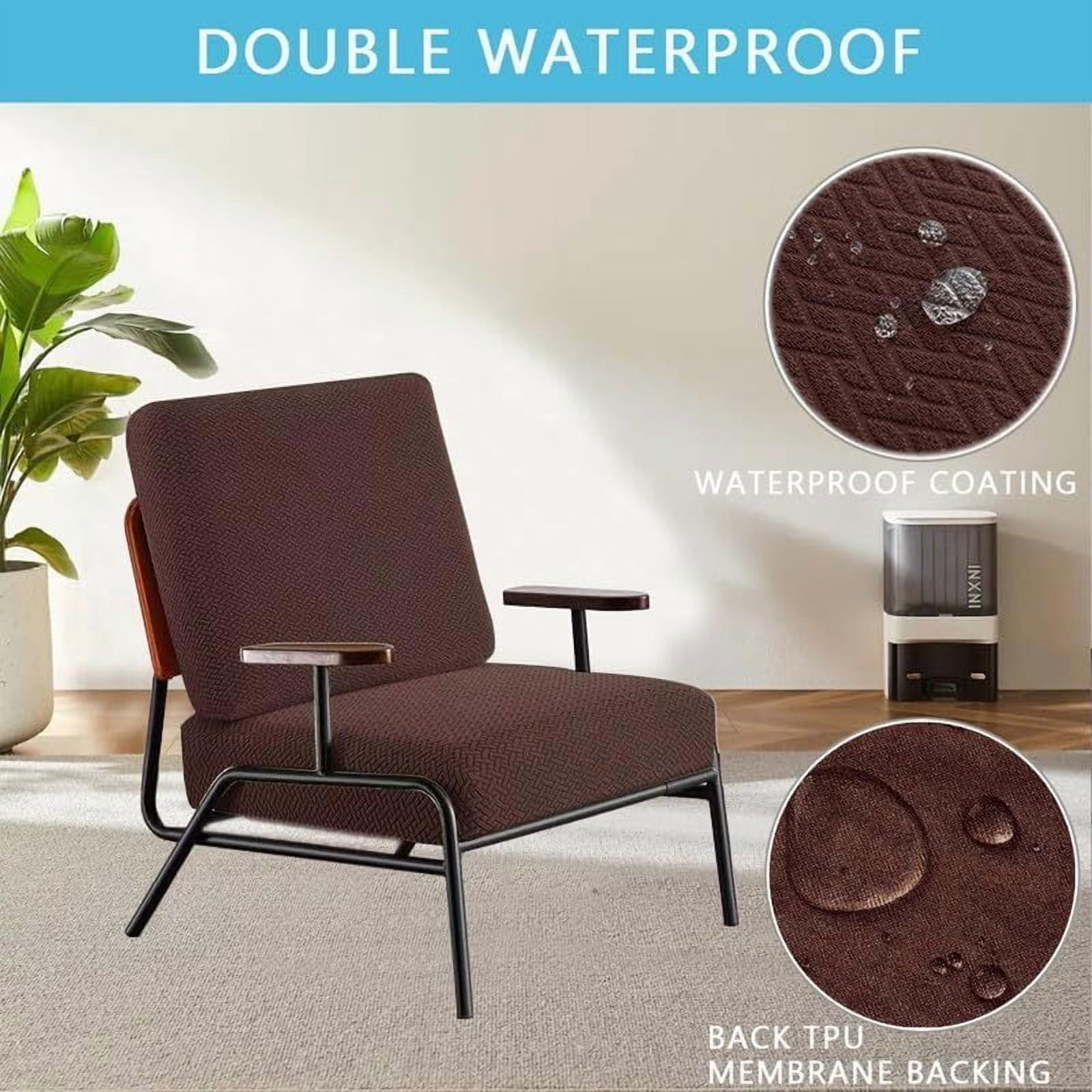 JIAN YA NA 2-Piece Waterproof Cushion Covers Replacement, Outdoor Patio Sofa Seat Cushion Slipcovers, Elastic Outdoor Furniture Protector (Coffee)